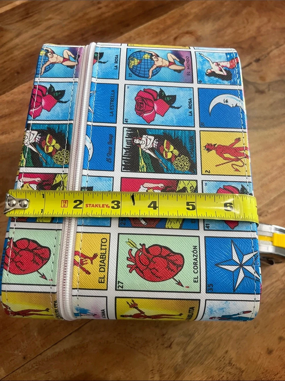 Makeup Organizer Case with Lotería Print in Blue